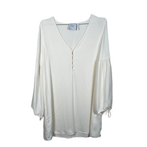 L'Academie Cream Billow Sleeve Mini Dress Large